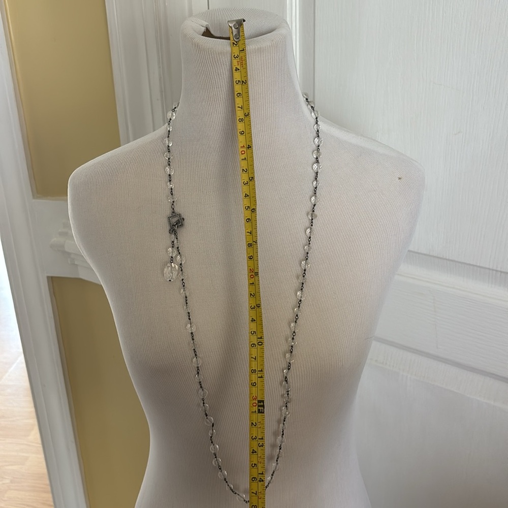 Elegant Silver and Clear Beaded Necklace Set - Picture 6 of 7